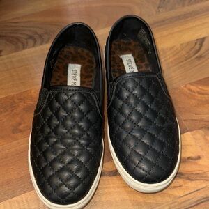 Steve Madden Black Quilted Slip-On Loafers